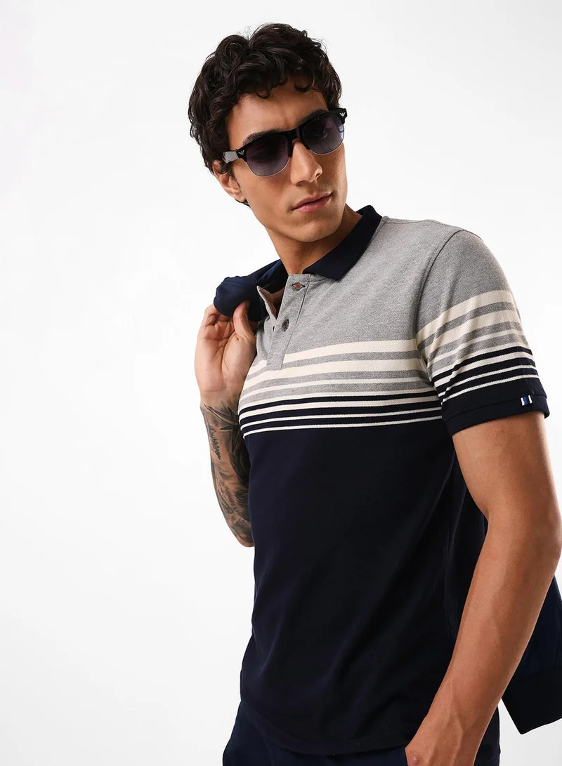 Dennis Lingo Men's Navy Blazer 100% Cotton Relaxed Polo T-Shirt