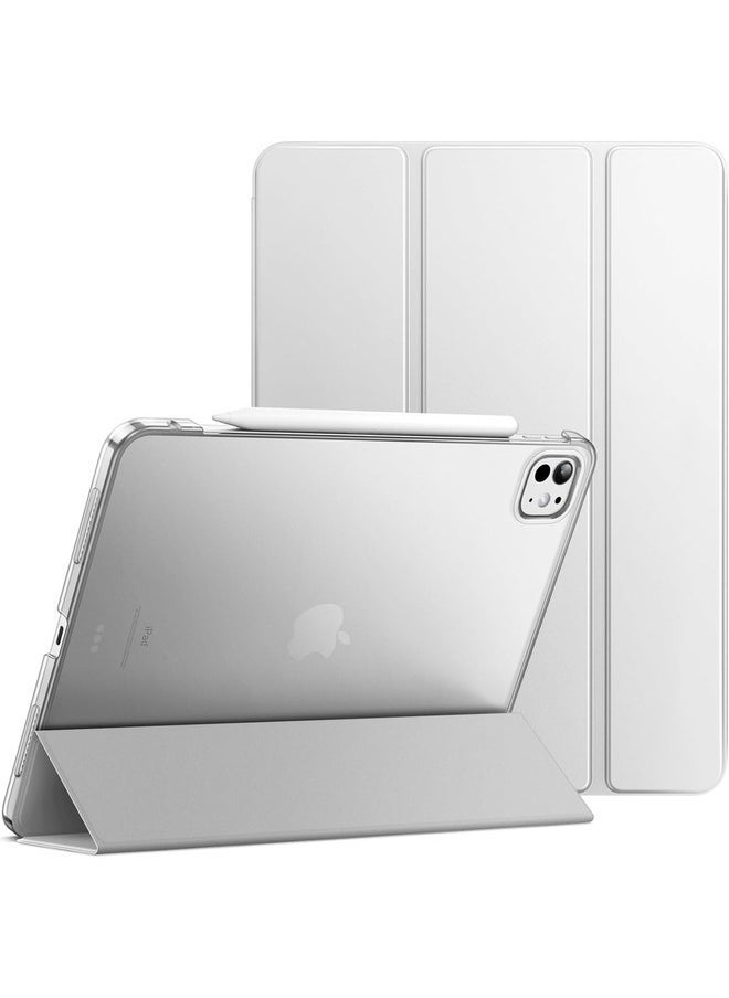 ELTRAZONE Silver Slim Smart Cover for iPad Pro 13-Inch M4 (2024) - Hard Back Shell, Adjustable Stand, and Auto Wake/Sleep Function - Image 1