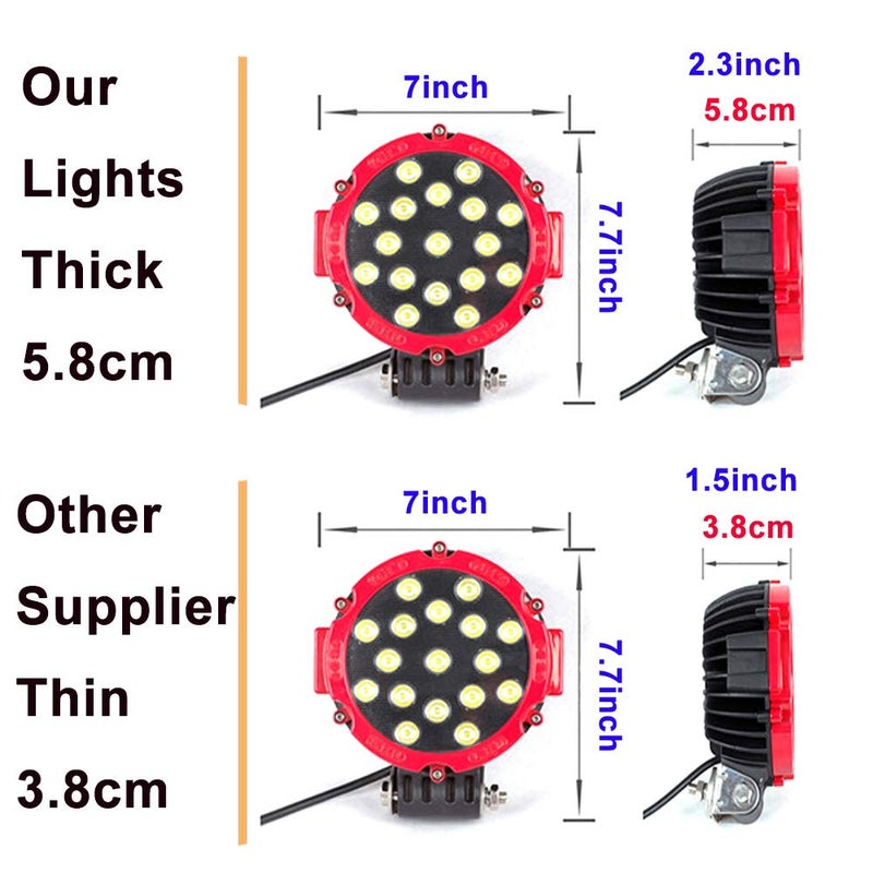 2-Pack 7 Inch Round LED Driving Lights 51W 5100LM Spot Beam Waterproof Off-Road Fog Lamps for Truck SUV - Image 3
