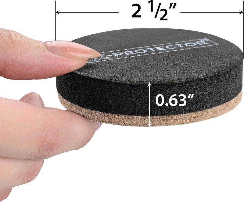 X-Protector زلاجات أثاث من الفelt للأرضيات الخشبية - 24 قطعة زلاجات أثاث بحجم 2 1/2 بوصة - زلاجات ثقيلة من الفelt للأسطح الصلبة - حرك أثاثك بسهولة وأمان!  - Image 2