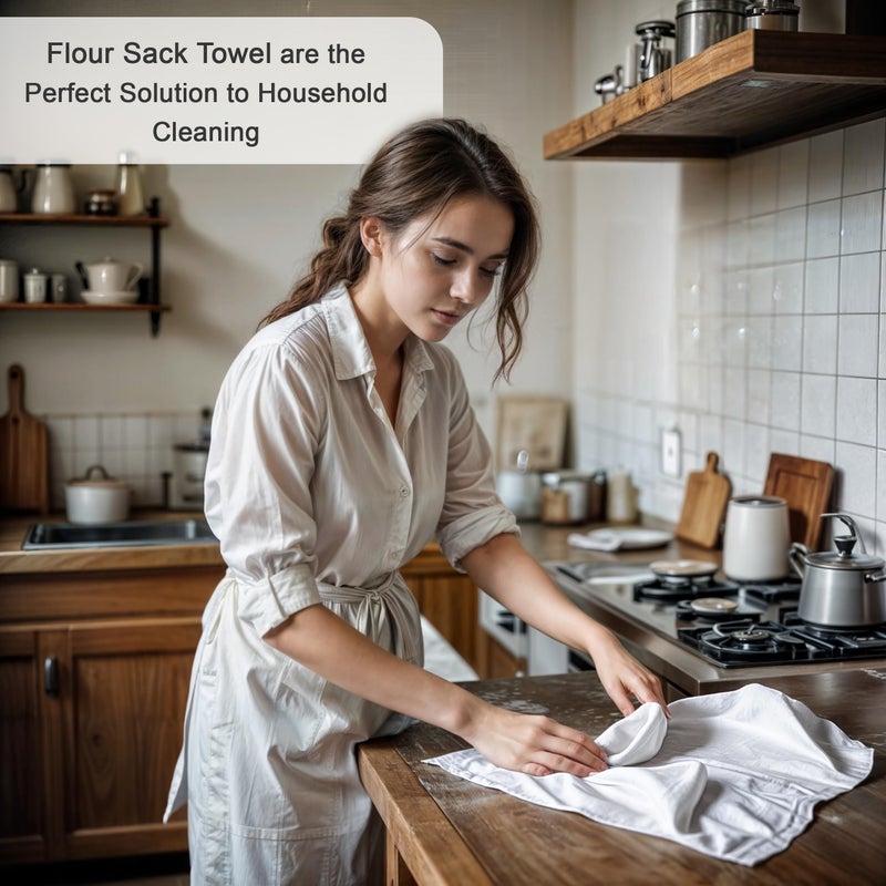 ZOYER Flour Sack Towels 28"" x 28""  12 Pack - 100% Cotton Dish Towels - Machine Washable Tea Towels  Ultra Absorbent Bar Towels  Dish Cloth Perfect for Drying Dishes & Cleaning - Kitchen Linen Set - Image 3