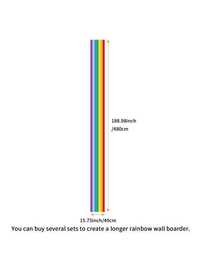 astrkiz Colorful Bold Rainbow Wall Border Stickers Peel and Stick, Self Adhesive PVC Rainbow Wall Waist Sticker Rainbow Decals for Kids Room Playroom Door, 188.98" x 15.75" - Image 2