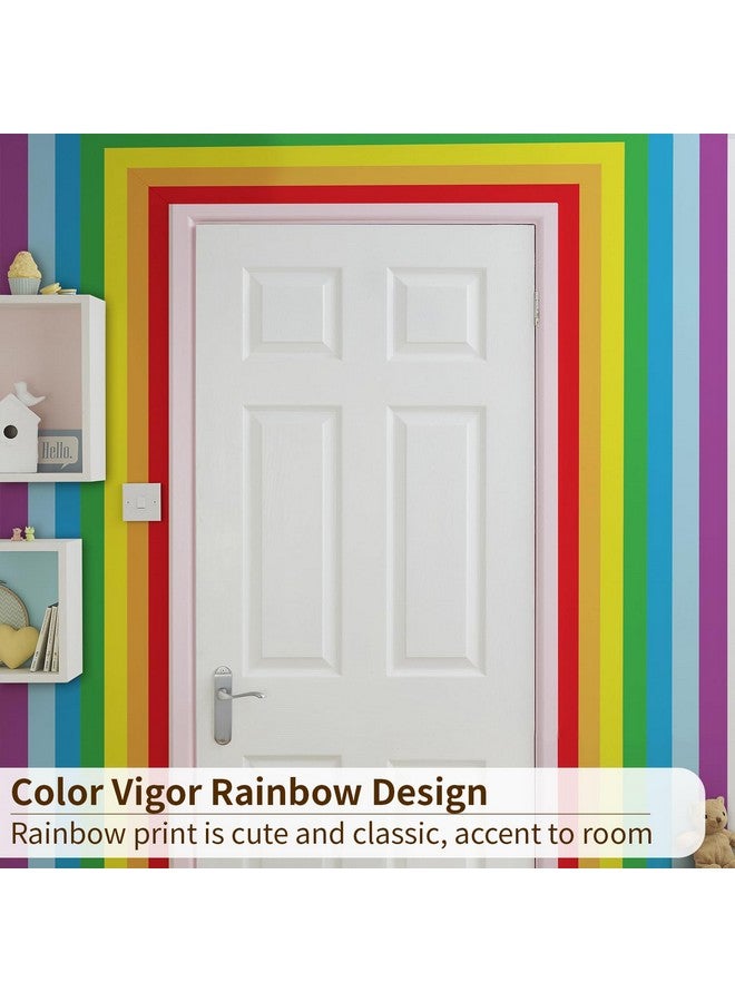 astrkiz Colorful Bold Rainbow Wall Border Stickers Peel and Stick, Self Adhesive PVC Rainbow Wall Waist Sticker Rainbow Decals for Kids Room Playroom Door, 188.98" x 15.75" - Image 4