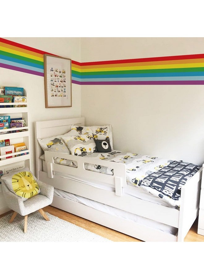 astrkiz Colorful Bold Rainbow Wall Border Stickers Peel and Stick, Self Adhesive PVC Rainbow Wall Waist Sticker Rainbow Decals for Kids Room Playroom Door, 188.98" x 15.75" - Image 1