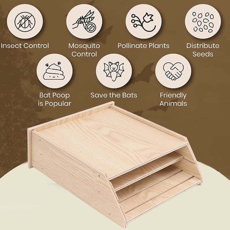 Focket Bat Houses for Outdoors Handcrafted Bat House Kit Wooden Bat House Weatherproof Outdoor Bat Box Shelter Roosting Bat Boxes Designed to Attract Bats Easy to Install Wood  - Image 3