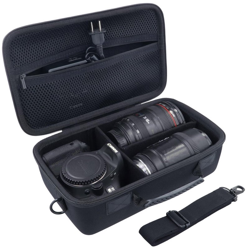 Baval Camera Case Compatible with Canon EOS Rebel T7 / T100 / R50 / R100 / R5 / R6 Mark II / 90D DSLR Camera with 18-55mm Lens,Sony,Nikon DSLR Camera Protective Case with Shoulder Strap (Black Case) - Image 2