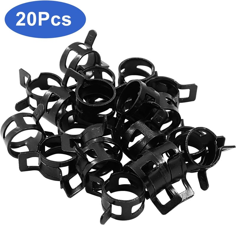 Rierdge 20 Pcs 1/2 Inch ID Spring Band Type Clamps, 12mm Fuel Hose Clamps Fasteners, Black Spring Hose Clip for Fuel Hose Line Water Pipe Air Tube Hose - Image 5
