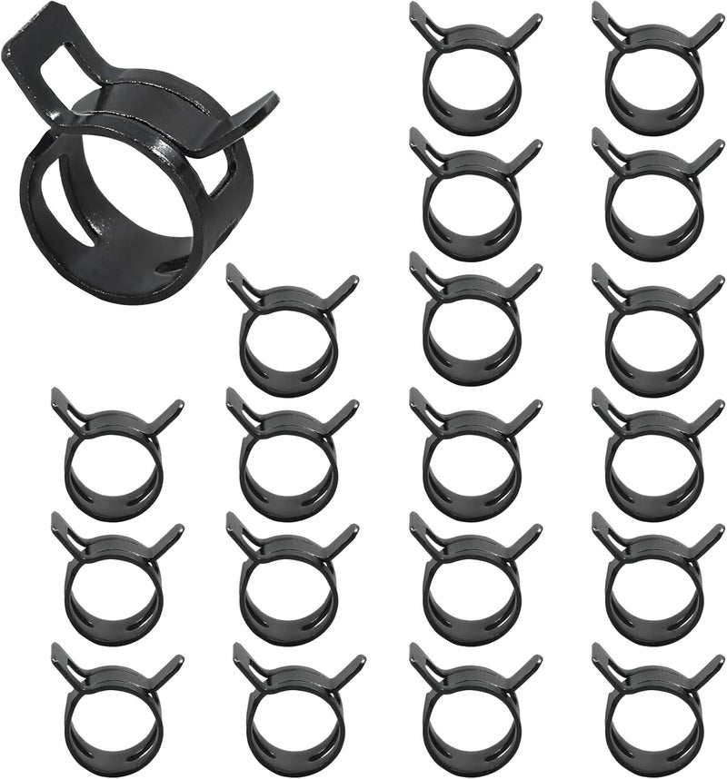 Rierdge 20 Pcs 1/2 Inch ID Spring Band Type Clamps, 12mm Fuel Hose Clamps Fasteners, Black Spring Hose Clip for Fuel Hose Line Water Pipe Air Tube Hose - Image 4
