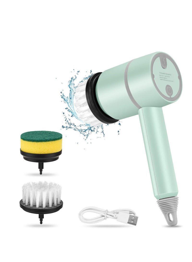 Electric Spin Scrubber Cleaning Brush, Portable Cordless Electric Shower Scrubber, with 2 Replaceable Brush Heads Powerful Shower Cleaning Brushes For Bathroom Tub - Image 1