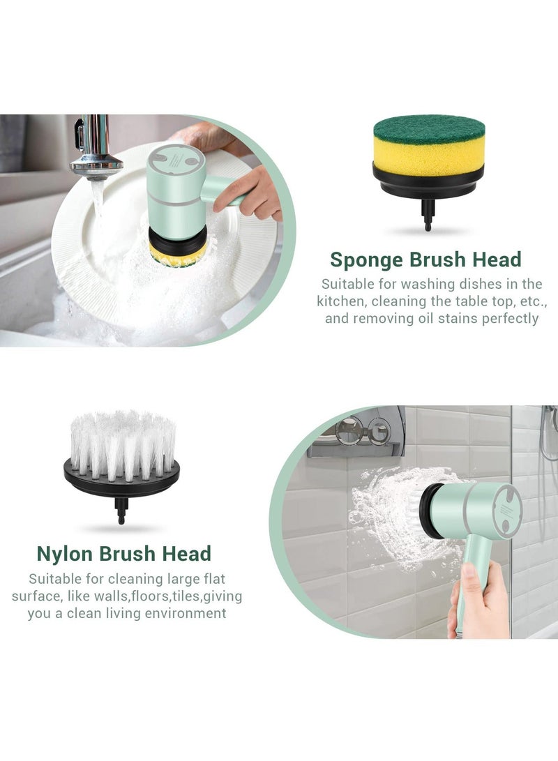 Electric Spin Scrubber Cleaning Brush, Portable Cordless Electric Shower Scrubber, with 2 Replaceable Brush Heads Powerful Shower Cleaning Brushes For Bathroom Tub - Image 2