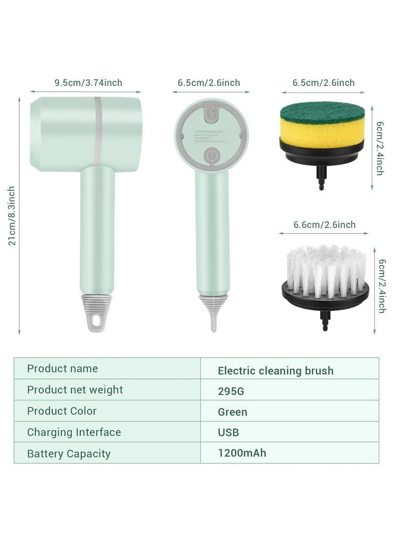 Electric Spin Scrubber Cleaning Brush, Portable Cordless Electric Shower Scrubber, with 2 Replaceable Brush Heads Powerful Shower Cleaning Brushes For Bathroom Tub - Image 5