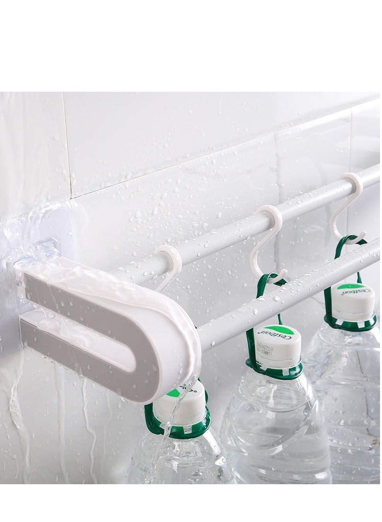 18 Inch Self Adhesive Towel Bar ABS Double Rack Shower Hanger Waterproof and Moistureproof No Drill Strong Adhesion Easy Install Ring for Bathroom Kitchen Grey - Image 3