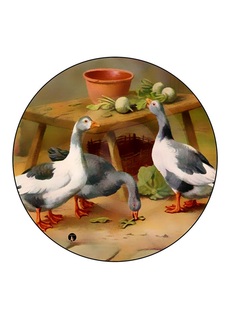 RKN Ducks Printed Large Round Pin Badge Multicolour - Image 1