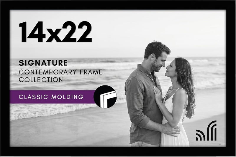 Americanflat 14x22 Picture Frame in Black - Engineered Wood Photo Frame with Plexiglass Cover and Hanging Hardware for Horizontal or Vertical Wall Display - Image 1