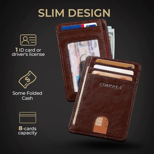 RUNBOX Slim Minimalist Front Pocket RFID Blocking Leather Wallets for Men and Women Card Holder Wallets Gifts for men - Image 3