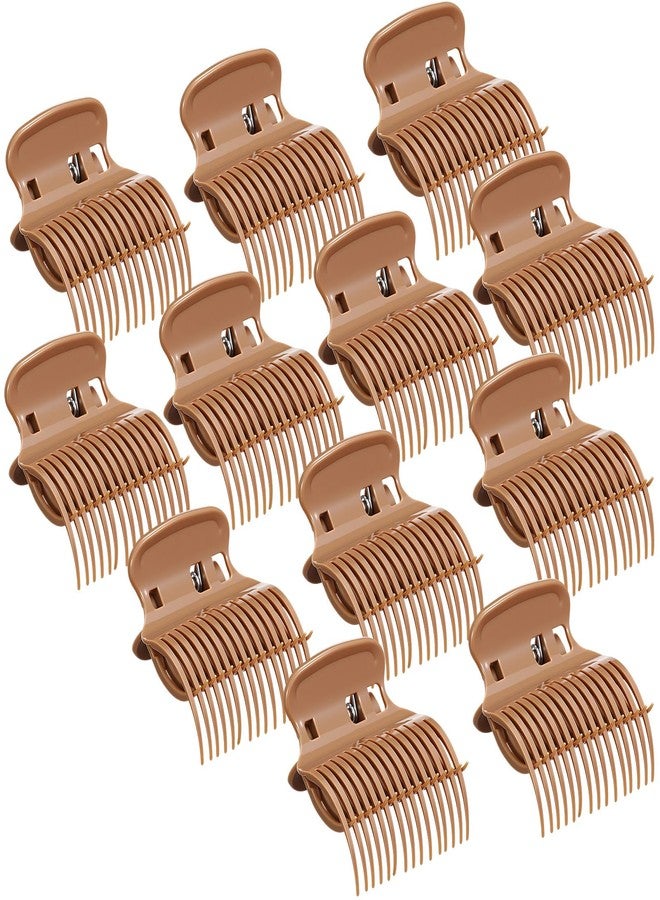 Syhood 12 Pieces Hot Roller Clips Hair Curler Claw Clips Replacement Roller Clips for Small, Medium, Large and Jumbo Hair Rollers holding Women Girls Hair Section Styling(Brown) - Image 1