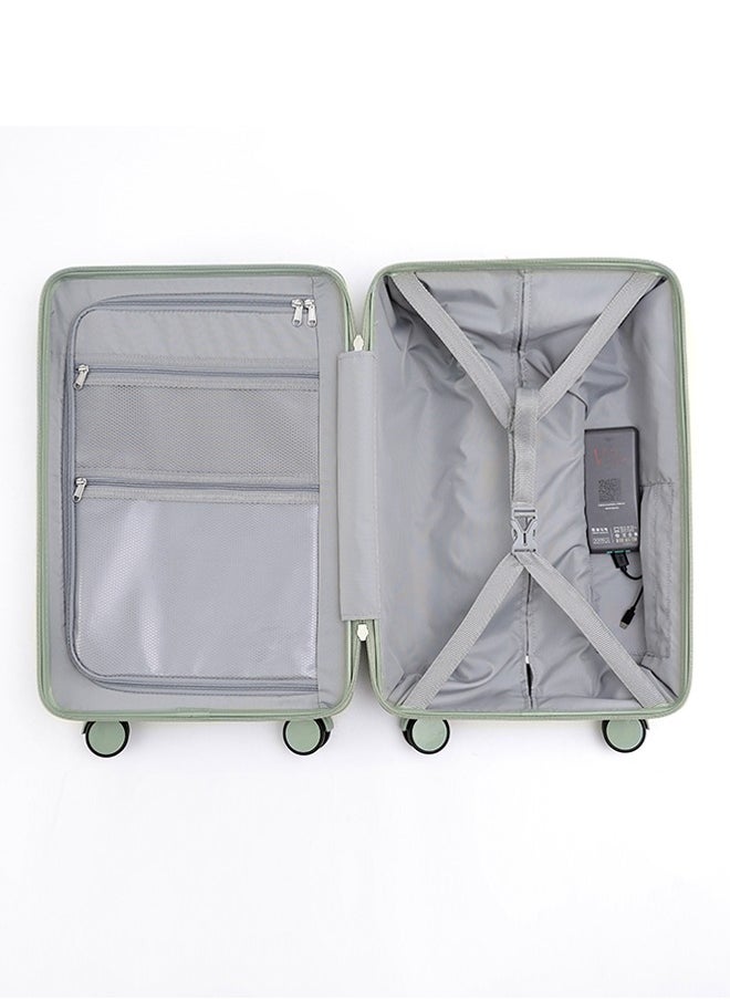 LIGHTGO - LIGHTGO 7624 tea green color 20" carry-on cabin Suitcase luggage with TSA Lock travel case YKK zipper with power bank pocket 100% PC light weight luggage - Image 1