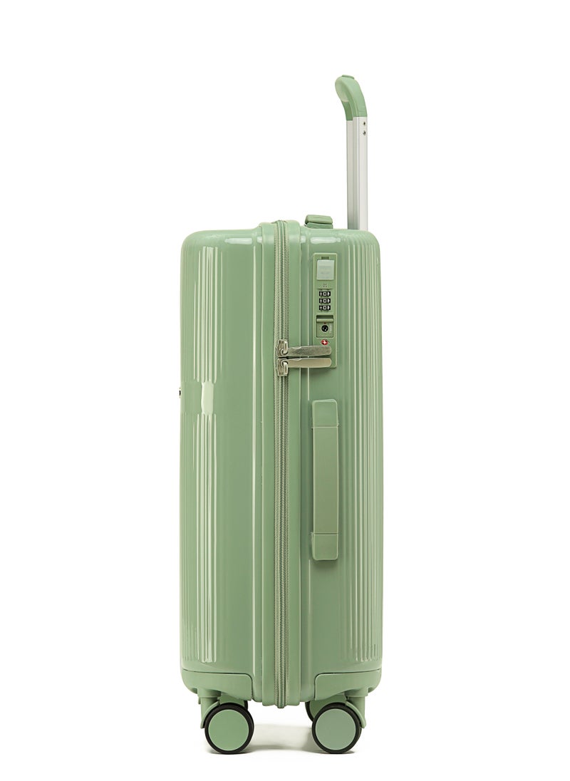 LIGHTGO - LIGHTGO 7624 tea green color 20" carry-on cabin Suitcase luggage with TSA Lock travel case YKK zipper with power bank pocket 100% PC light weight luggage - Image 1