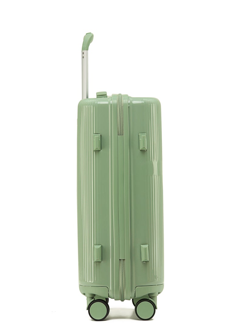 LIGHTGO - LIGHTGO 7624 tea green color 20" carry-on cabin Suitcase luggage with TSA Lock travel case YKK zipper with power bank pocket 100% PC light weight luggage - Image 1