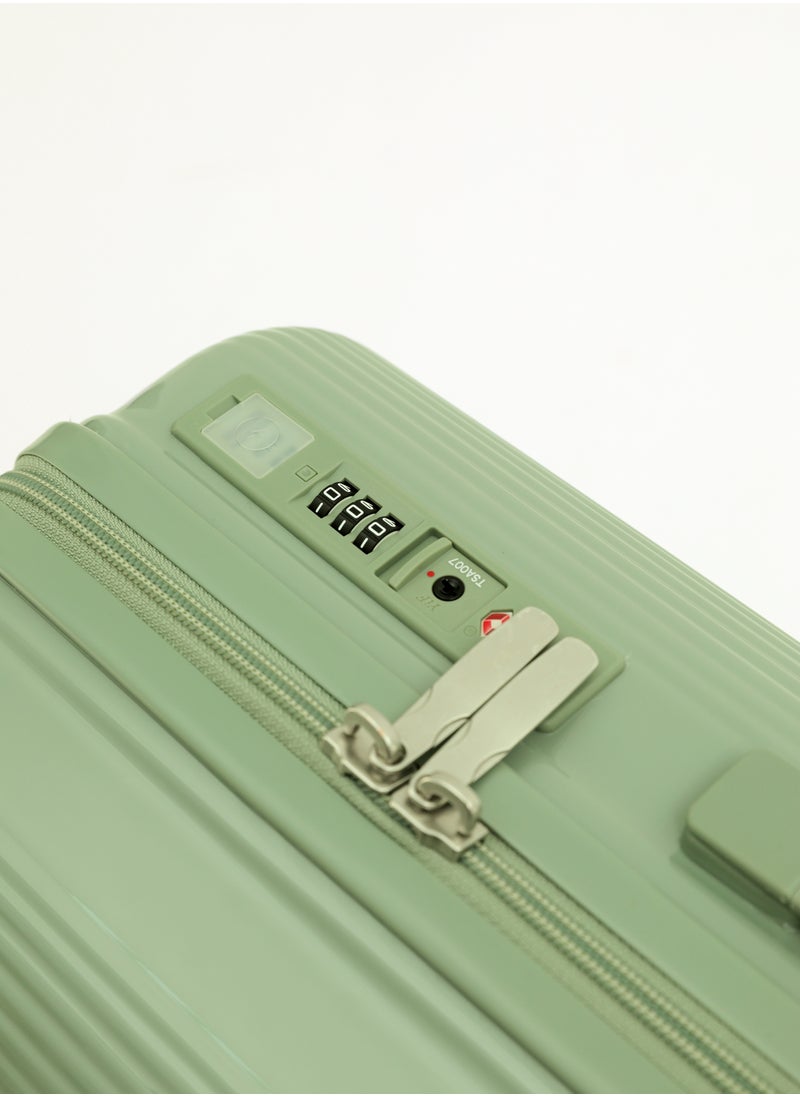 LIGHTGO - LIGHTGO 7624 tea green color 20" carry-on cabin Suitcase luggage with TSA Lock travel case YKK zipper with power bank pocket 100% PC light weight luggage - Image 1
