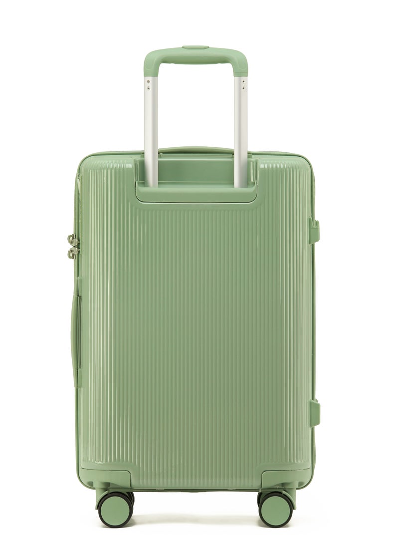 LIGHTGO - LIGHTGO 7624 tea green color 20" carry-on cabin Suitcase luggage with TSA Lock travel case YKK zipper with power bank pocket 100% PC light weight luggage - Image 1