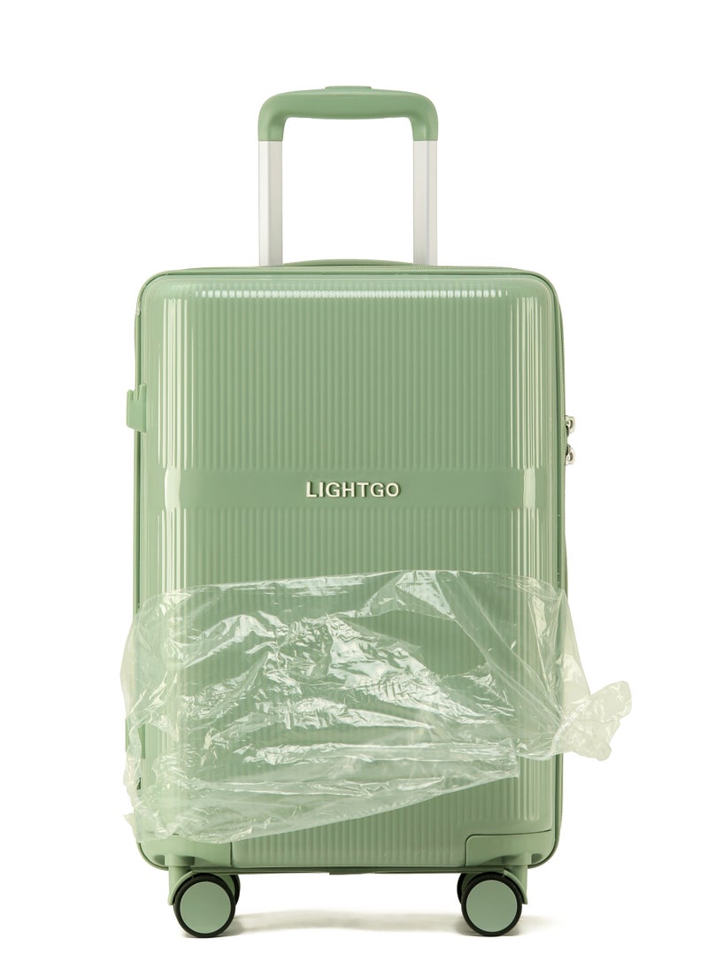 LIGHTGO - LIGHTGO 7624 tea green color 20" carry-on cabin Suitcase luggage with TSA Lock travel case YKK zipper with power bank pocket 100% PC light weight luggage - Image 1
