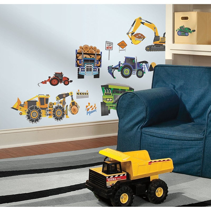 RoomMates SPD0003SCS New Speed Limit-Construction Vehicles Peel & Stick Wall Decals, Multi 10"x18" - Image 2
