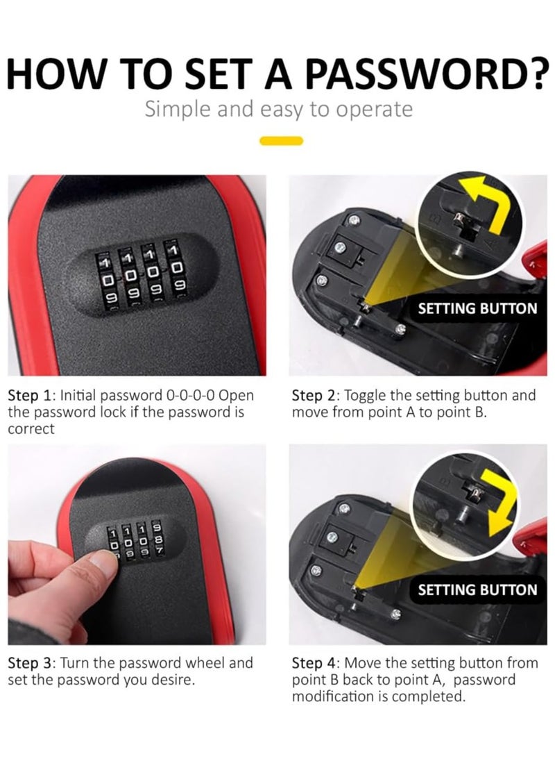 Rubik Key Storage Safe Box, Wall Mounted 4 Digits Combination Lock Box for Outdoor and Indoor Home Hotel Office (Blue)  - Image 3