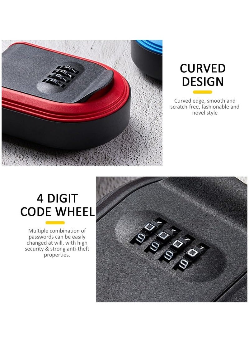 Rubik Key Storage Safe Box, Wall Mounted 4 Digits Combination Lock Box for Outdoor and Indoor Home Hotel Office (Blue)  - Image 4