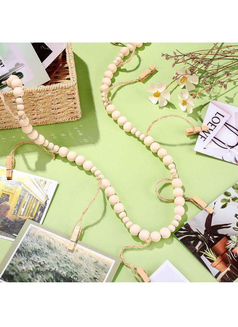 Wall Hanging Photo Display, 2PCS with Wooden Beads Garland, Collage Picture Frame for Boho Wall Decoration, DIY Photo Holders with 9 Wood Clips, Rustic Country Decor, Home Nursery Room Dorm Decor - pzsku/Z442F5968706D268F0375Z/45/_/1721117058/9aedd81f-0eb2-4a1d-bf70-9686371752ad