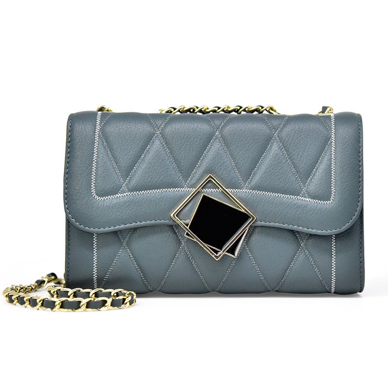Fashion Fresh And Sweet One-Shoulder Genuine Leather Cross-Body Women'S Bag First-Layer Cowhide Summer Chain Small Square Bag - Image 2