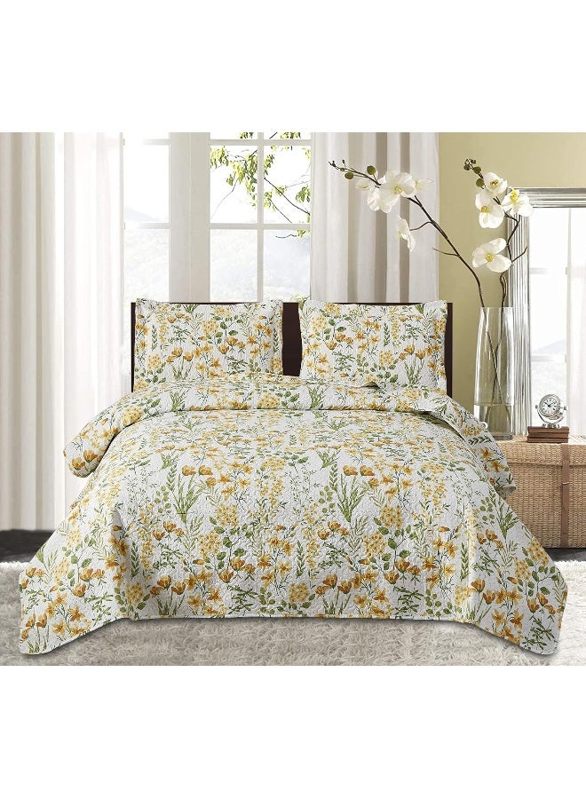 ARL HOME Floral Bedspread Coverlet King Size Quilt Set - Image 1
