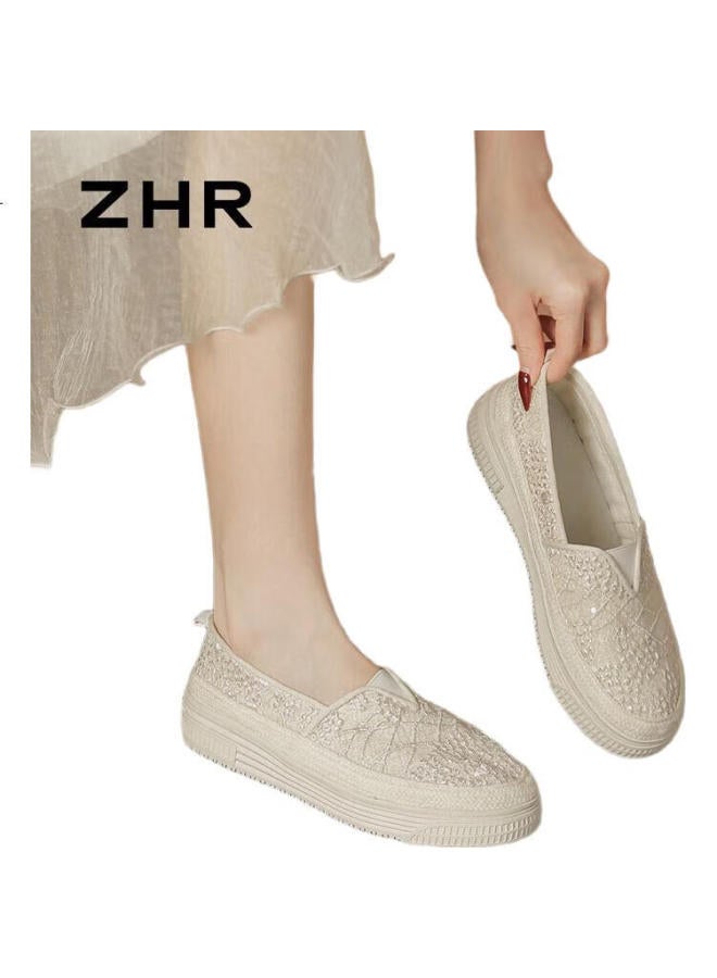 Zhr Women'S Flats, Comfortable For Commuting, Gentle Style, Fisherman Shoes, Versatile Slip-On, Soft-Soled Women'S Shoes, M581D, Beige, Size 37 - Image 3