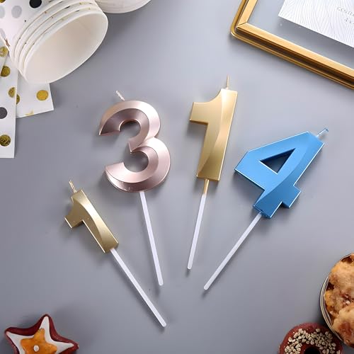 Juzfun Number Candles 8 Birthday Cake Topper Decoration Eighth Year Wedding Anniversary Party Metallic Blue Colour Size : Width 5 x Height 7 cm - Image 5