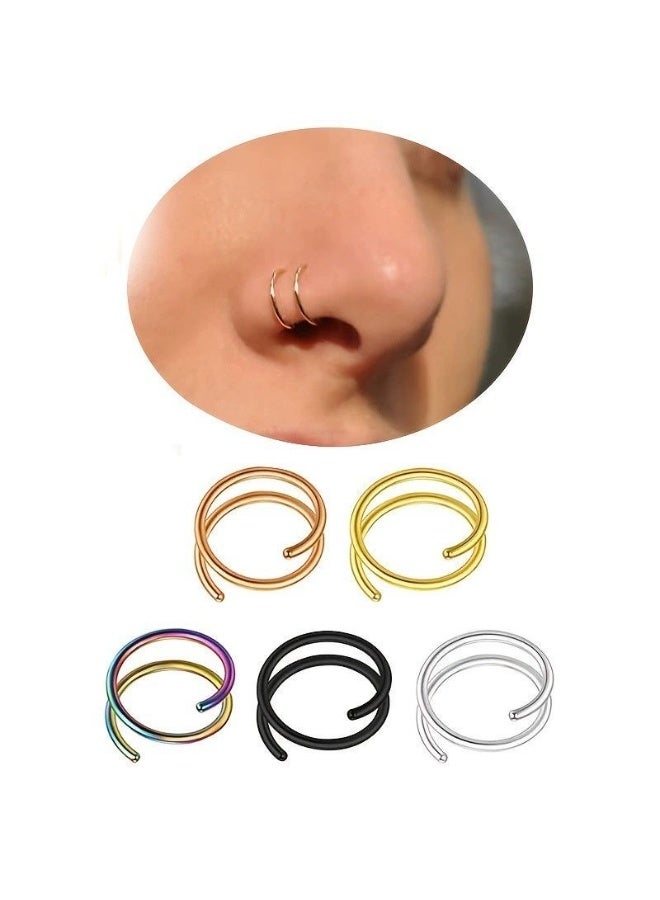 أوليس فيرس  مجموعة كاملة من 23 قطعة ذهبية لحلقات الأنف والستان للنساء والرجال، مصنوعة من الفولاذ الجراحي الآمن على البشرة الحساسة، وتشمل خواتم على شكل L وموديلات 8 ملم متنوعة - Image 2