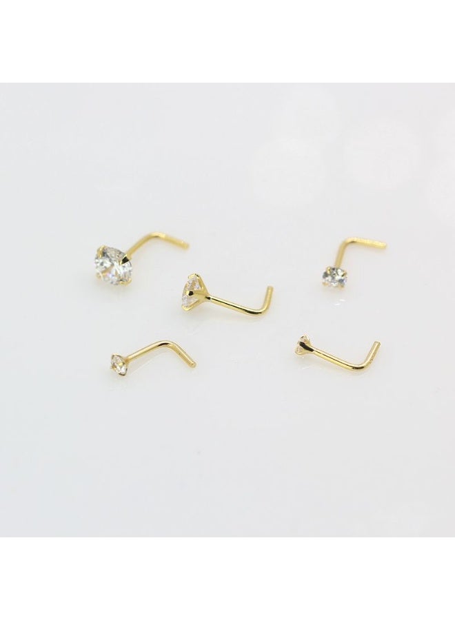 أوليس فيرس  مجموعة كاملة من 23 قطعة ذهبية لحلقات الأنف والستان للنساء والرجال، مصنوعة من الفولاذ الجراحي الآمن على البشرة الحساسة، وتشمل خواتم على شكل L وموديلات 8 ملم متنوعة - Image 4