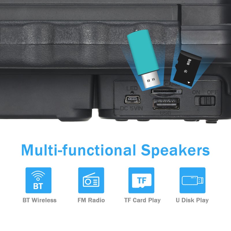 Loquat MS-1631BT LED Light Super Bass Wireless Bluetooth Speaker Black/Red - Image 2