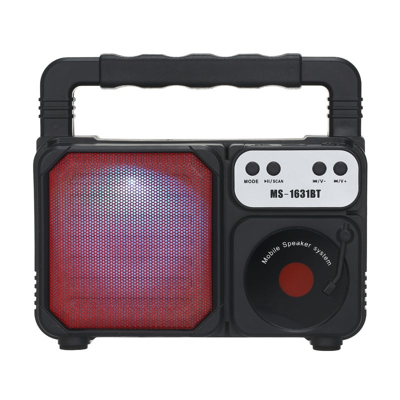 Loquat MS-1631BT LED Light Super Bass Wireless Bluetooth Speaker Black/Red - Image 1