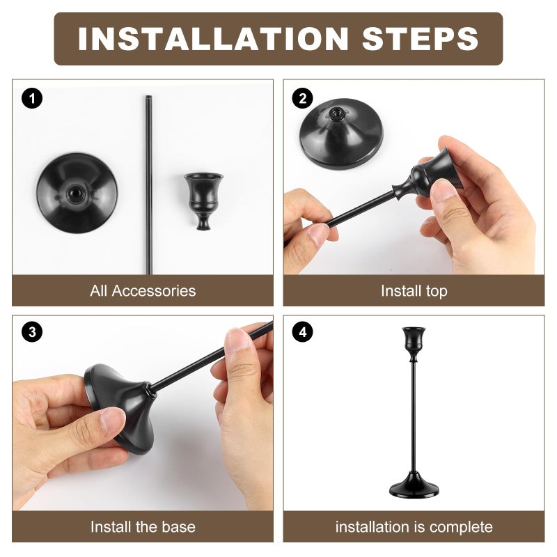 Tunyet Candlestick Holders, 6PCS Metal Taper Candle Holder, Black Candle Holders for Candlesticks, Candle Holder for Wedding Fireplace Mantel Housewarming Gift - Image 5