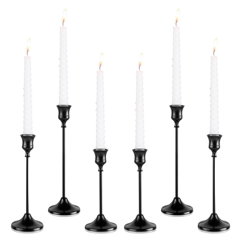 Tunyet Candlestick Holders, 6PCS Metal Taper Candle Holder, Black Candle Holders for Candlesticks, Candle Holder for Wedding Fireplace Mantel Housewarming Gift - Image 1