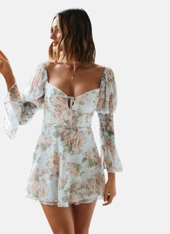 يونيكي Blue Fit & Flare Sweetheart Neck Printed Dress  - Image 5