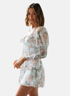 يونيكي Blue Fit & Flare Sweetheart Neck Printed Dress  - Image 3