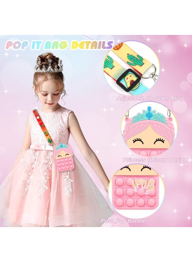 ARGT Unicorn Pop It Shoulder Bag for Girls – Silicone Pop Fidget Purse with Adjustable Strap, Pop Bubble Coin Bag & Sensory Toy for Kids - Image 1