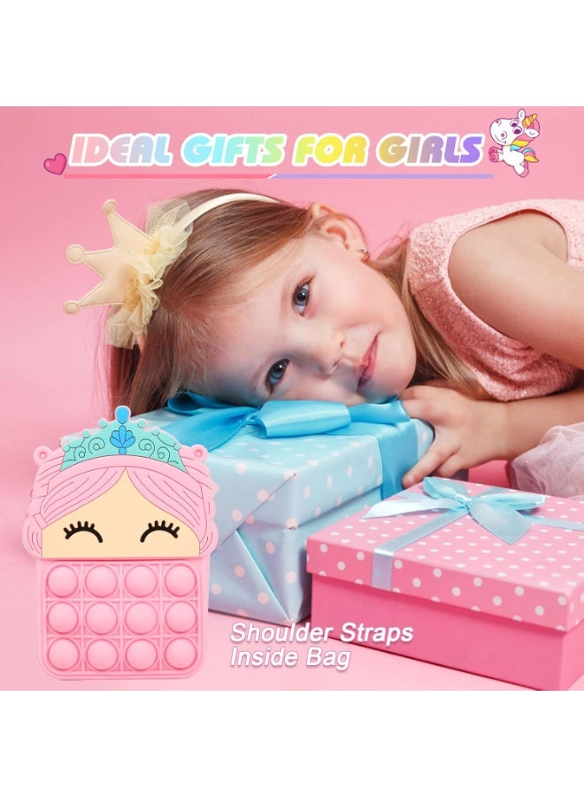 ARGT Unicorn Pop It Shoulder Bag for Girls – Silicone Pop Fidget Purse with Adjustable Strap, Pop Bubble Coin Bag & Sensory Toy for Kids - Image 4