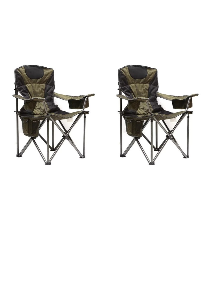 سمارت هوم طقم كراسي إسترخاء يتكون من كرسيان ، كرسي قابل للطي، كرسي نزهة، كرسي رياضي، كرسي خارجي وكرسي حديقة 85x50x50 سم يتحمل حتى وزن 200 كجم - Image 1