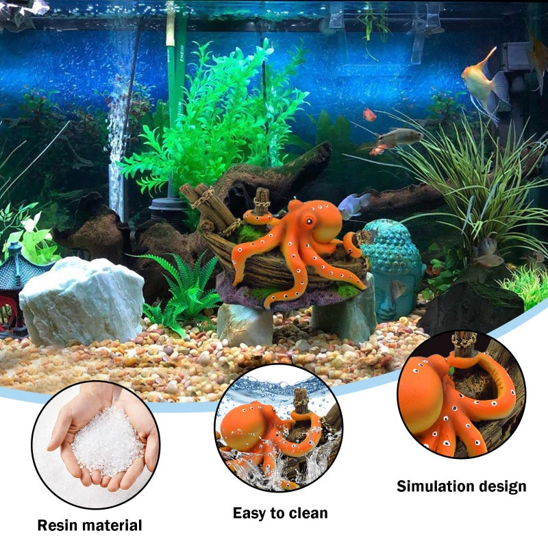 Xanadued Octopus Decor, Small Octopus Fish Tank Decorations, Aquarium Decorations Ideal Gift for Love Fish Farming - Image 3