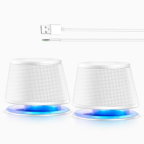 Sanyun SW102 Computer Speakers, 5Wx2, Deep Bass in Small Body, Stereo 2.0 USB Powered 3.5mm Aux Multimedia Speakers, Built-in Bottom Bass Radiators, PC Laptop Desktop Speakers, White - Image 2