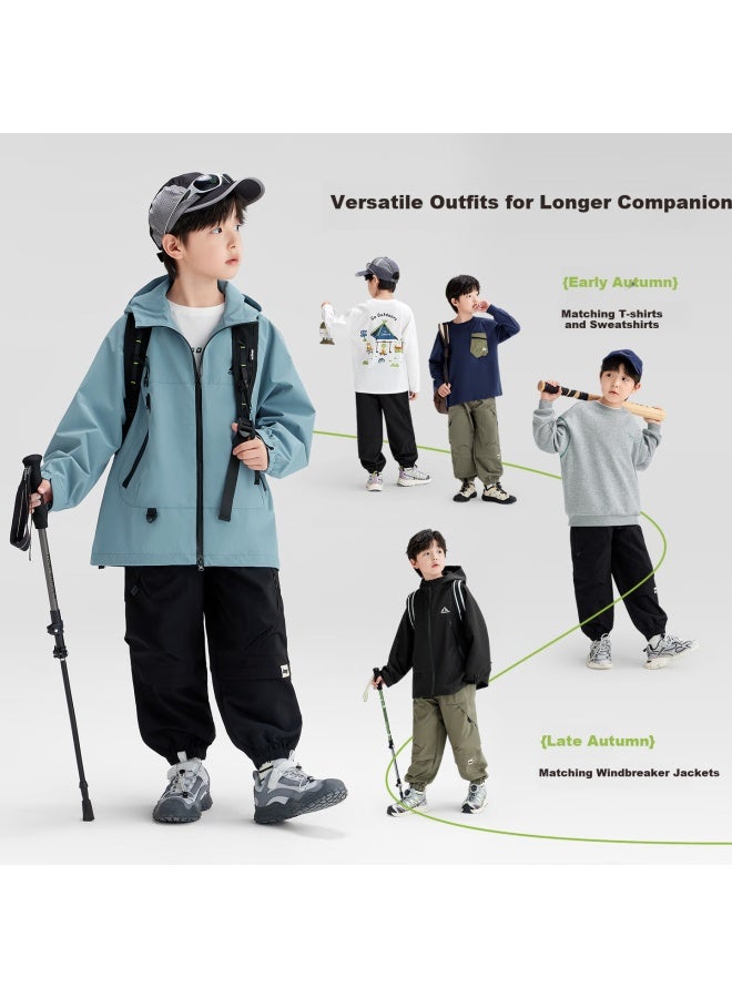 Zuoxi Boys' Pants Autumn Wear New Style Children's Cargo Pants Outdoor Hiking Trousers For Older Kids, Black, Size 140 - Image 3