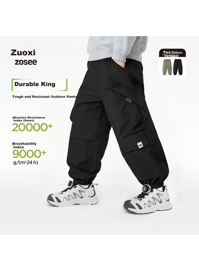 Zuoxi Boys' Pants Autumn Wear New Style Children's Cargo Pants Outdoor Hiking Trousers For Older Kids, Black, Size 140 - Image 1