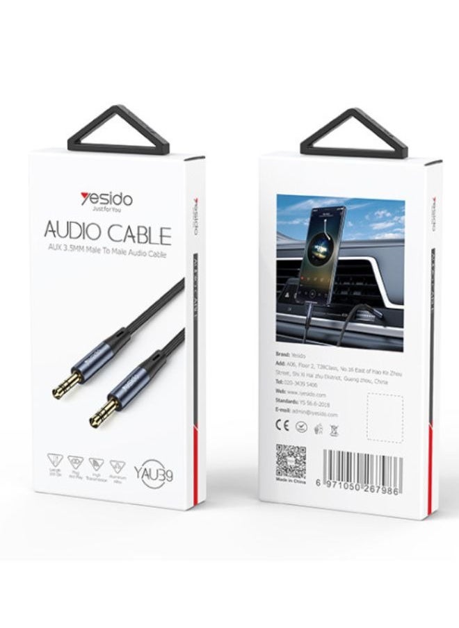 Yesido 1M Aux Cable – 3.5mm to 3.5mm Audio Jack | Nylon Braided | Universal Compatibility for Car, Speaker & Phone  - Image 3